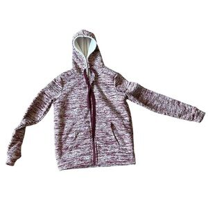 Spark Maroon and  White Zip Up Hoodie